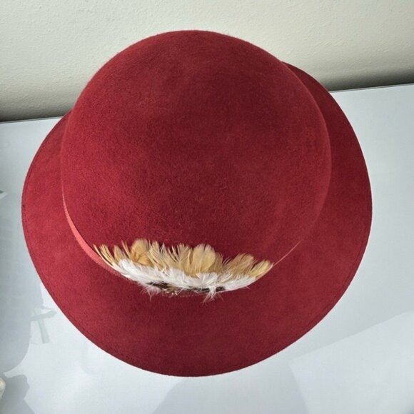Lancaster 100% Wool Hat Feather Ribbon Detail USA Made Vintage main image 5